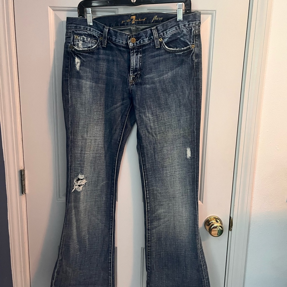 7 For All Mankind Distressed Flare Jeans